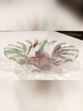 Vintage Fused Glass Decorative Bowl - Multicolor